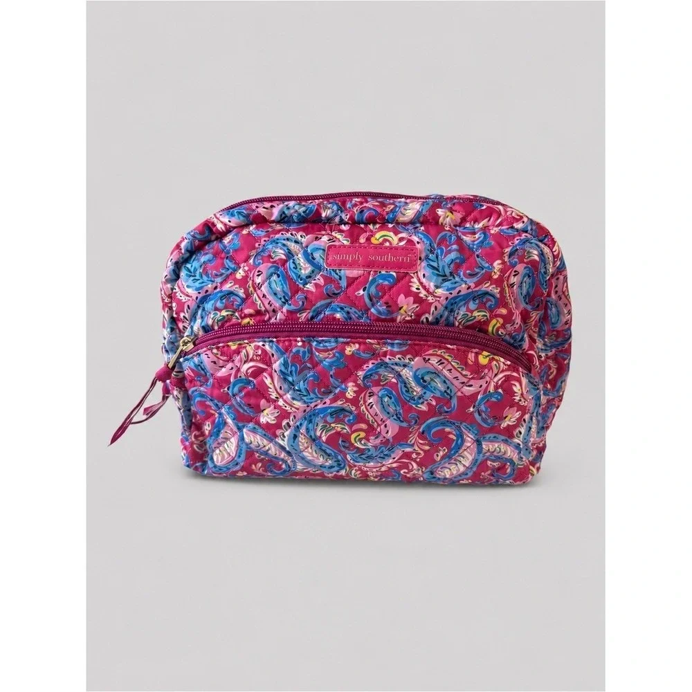 Simply Southern Large Cosmetic Bag Vacation Pink Paisley